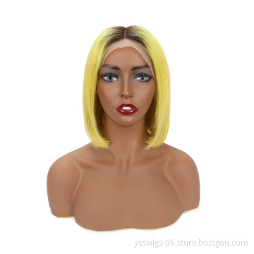 1b/Neon Color Lace Front Bob Wig HD Short 1B 613 Blonde Pink Blue Gray Hot Pink Neon Purple Rainbow Hair Ombre Color Bob Wig